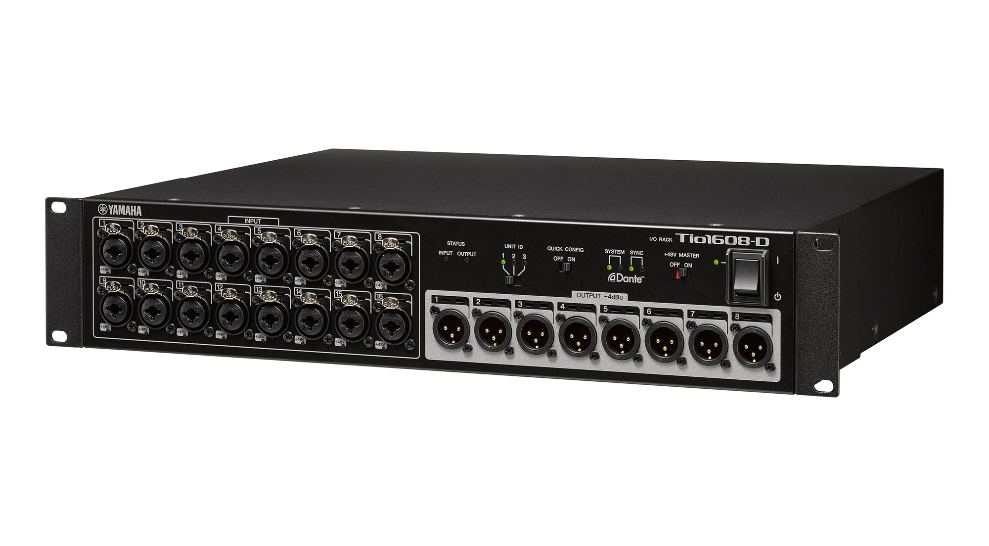Stage box Dante Yamaha TIO1608-D raccordé sur scène